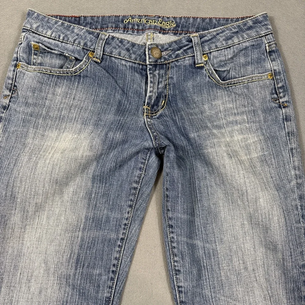 Vintage  HIPSTER American Eagle Low Rise WIDE LEG Boot Cut Jeans WOMNE 8 LONG